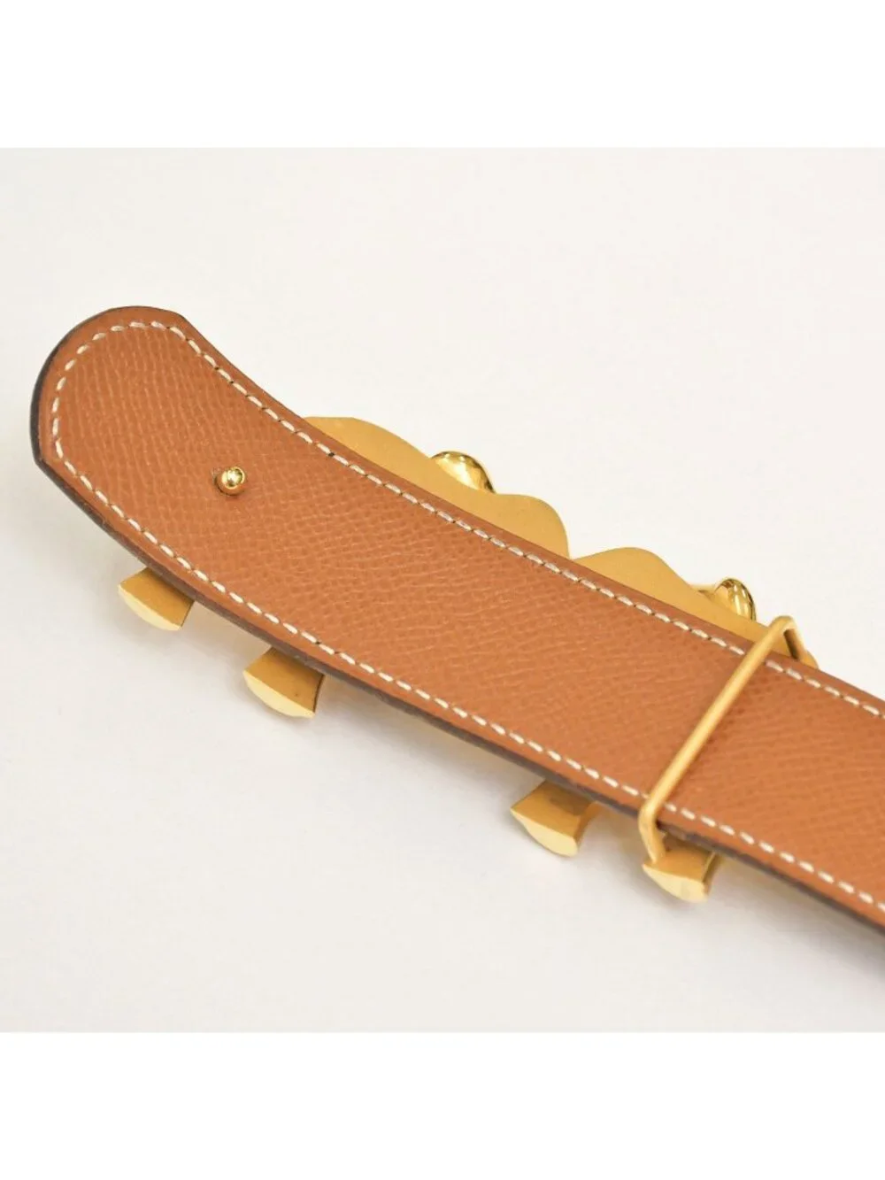 Hermes Elephant Motif Belt 5 Statue Gold Buckle Leather Plated Black Brown